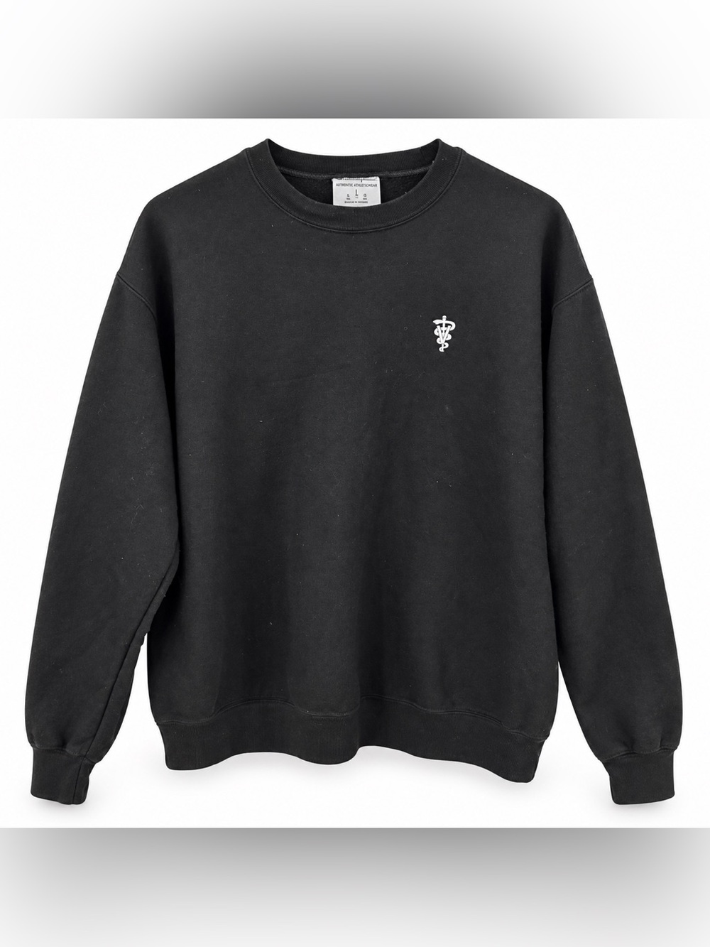 Champion Black Crewneck Sweatshirt with Small White Chest Logo